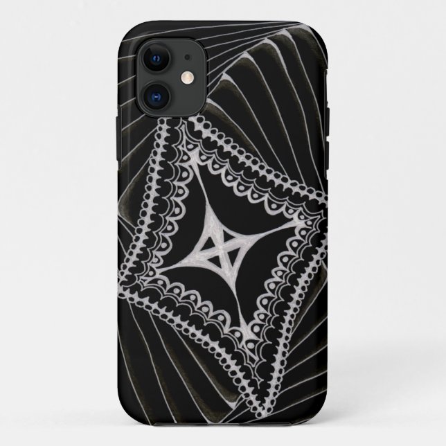 Schwarzer Swirling Kite Doodle Case-Mate iPhone Hülle (Rückseite)