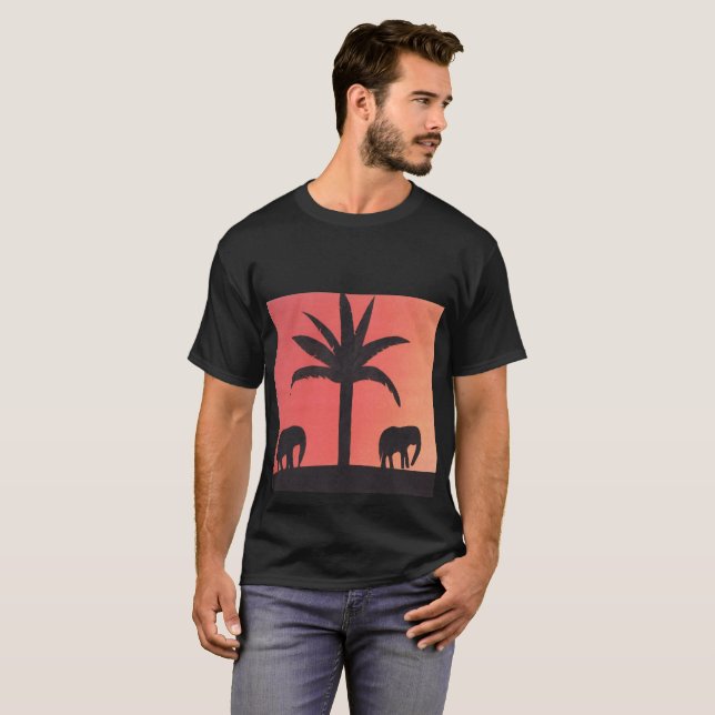Schwarzer T - Shirt mit Elefantendesign (Vorne ganz)