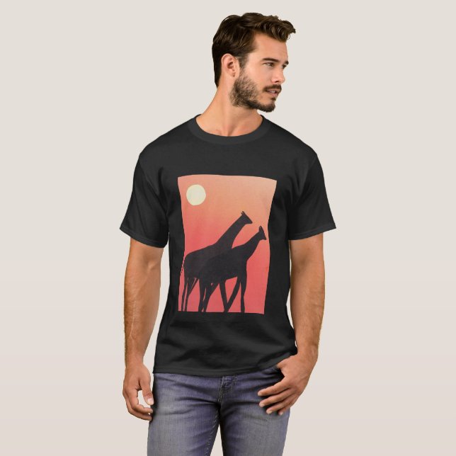 Schwarzer T - Shirt mit Giraffendesign (Vorne ganz)