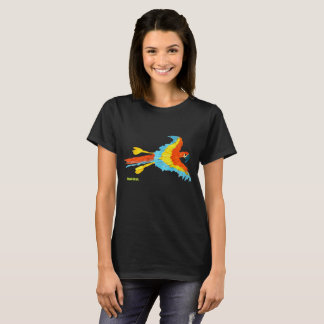 Schwarzer T - Shirt mit Scarlet Macaw durch