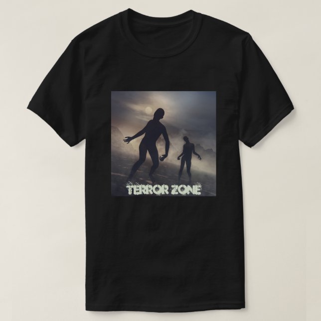 schwarzer T - Shirt mit Zombiebildschirm (Design vorne)