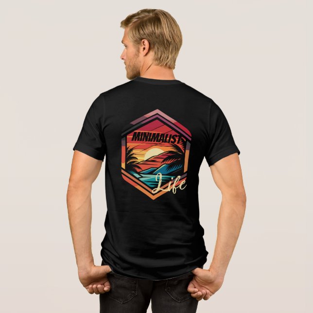 Schwarzer T - Shirt Natur Sonnenuntergang Palmen M (Rückseite voll)