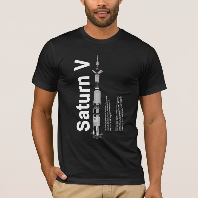 Schwarzer T - Shirt SaturnV Mond-Rockets (Vorderseite)