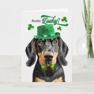 Schwarzer Tan Coonhound Hund Glücklicher St. Patri Feiertagskarte