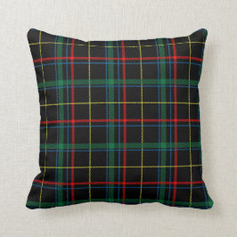 Schwarzer Tartan oder Karierter Druckkopf Kissen