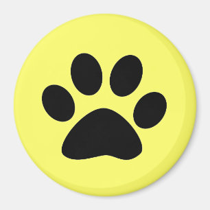 Schwarzer Tatzen-Druck auf Gelb Magnet