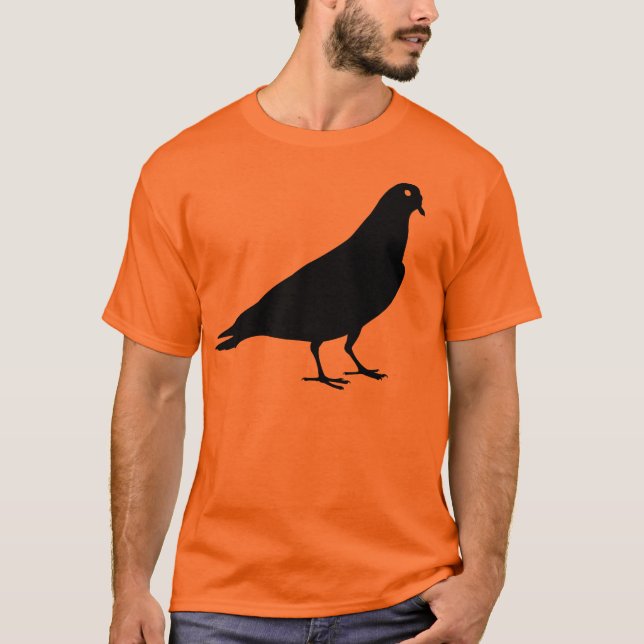 Schwarzer Tauben-Vogel-Druck T-Shirt (Vorderseite)