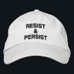 Schwarzer Text auf weißem politischem Boden bleibt Bestickte Baseballkappe<br><div class="desc">Zeigen Sie, dass Sie der Tyrannei nicht nachgeben und andere zum Protest inspiriert haben, indem Sie eine Baseballmütze tragen, in der die Worte "Resist & Persist" auf weißem Hintergrund bestickt sind. Hats sind in anderen Farben in der Sidebar erhältlich. Klicken Sie auf den Link "Rocklawn Arts", um das Design Resist...</div>