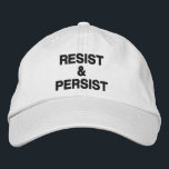 Schwarzer Text auf weißem politischem Boden bleibt Bestickte Baseballkappe<br><div class="desc">Zeigen Sie, dass Sie der Tyrannei nicht nachgeben und andere zum Protest inspiriert haben, indem Sie eine Baseballmütze tragen, in der die Worte "Resist & Persist" auf weißem Hintergrund bestickt sind. Hats sind in anderen Farben in der Sidebar erhältlich. Klicken Sie auf den Link "Rocklawn Arts", um das Design Resist...</div>