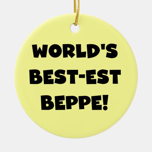 Schwarzer Text Beste Beppe T - Shirt und Geschenke Keramikornament (Vorne)