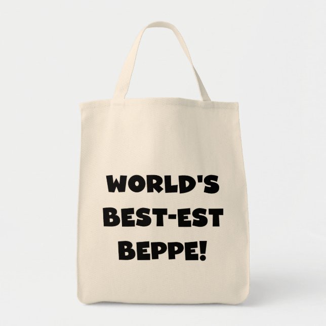 Schwarzer Text Beste Beppe T - Shirt und Geschenke Tragetasche (Vorne)
