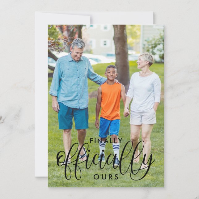 Schwarzer Text Endlich Offiziell unsere Foto-Adopt Ankündigung (Vorderseite)