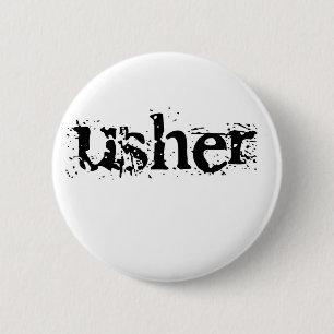 Schwarzer Text Ushers Button