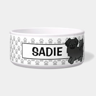 Schwarzer Tibet-Spaniel-Cartoon-Hund Napf