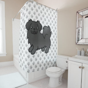 Schwarzer Tibet-Spaniel Süßer Cartoon-Hund Duschvorhang