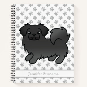 Schwarzer Tibet-Spaniel Süßer Cartoon-Hund & Text Notizbuch