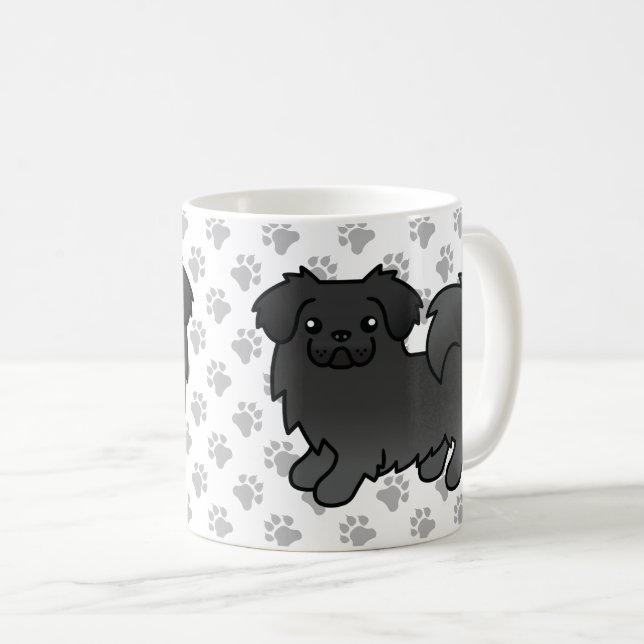 Schwarzer tibetischer Spanier Niedlicher Cartoon D Kaffeetasse (VorderseiteRechts)