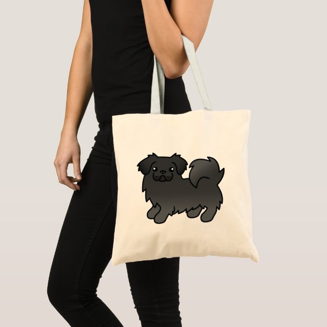 Schwarzer tibetischer Spanischer Cartoon Dog Tragetasche (Vorderseite (Produkt))