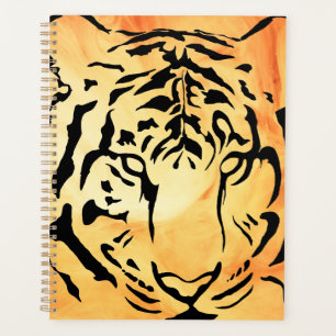 Schwarzer Tiger auf fiery Orange Planer