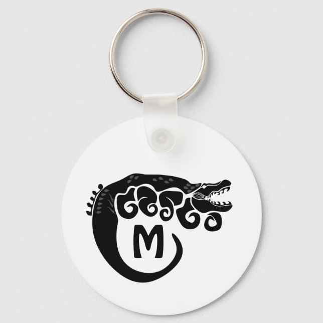 Schwarzer Tinte Mutative Salzwasser Croc-Silhouett Schlüsselanhänger (Vorderseite)