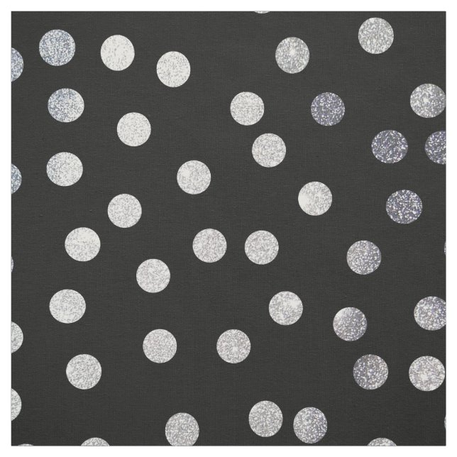 Schwarzer Tinte und SilberCity Punkte Stoff (Muster)