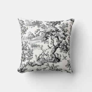 Schwarzer Toile-Abdruck Kissen
