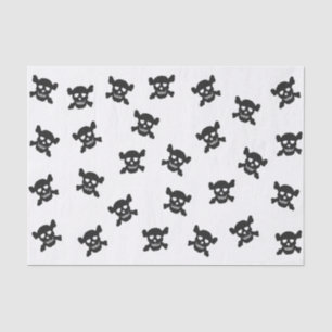 Schwarzer Totenkopf mit gekreuzter Knochen auf Seidenpapier