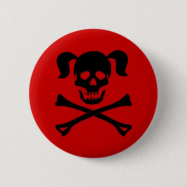 Schwarzer Totenkopf mit gekreuzter Knochen mit Button (Vorderseite)