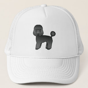 Schwarzer Toy Pudel Süßer Cartoon Hund Truckerkappe