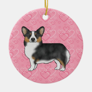 Schwarzer Tri Pembroke Welsh Corgi Herzen Mit Name Keramik Ornament