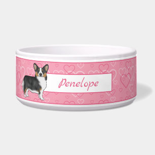 Schwarzer Tri Pembroke Welsh Corgi Herzen Mit Name Napf