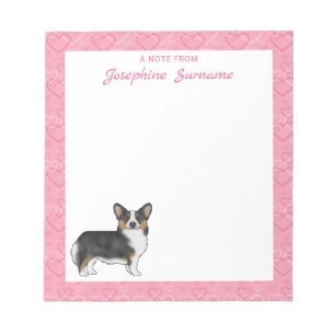 Schwarzer Tri Pembroke Welsh Corgi Herzen Mit Name Notizblock