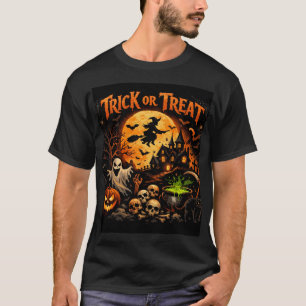 Schwarzer Trick-or-Treat Halloween Herren T-Shirt
