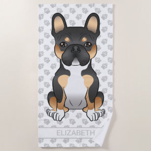 Schwarzer Tricolor Französische Bulldogge Frenchie Strandtuch