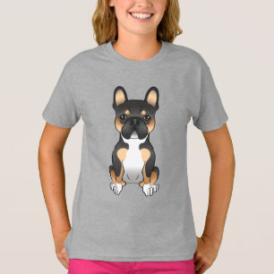 Schwarzer Tricolor Französische Bulldogge / süßer T-Shirt
