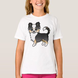 Schwarzer Tricolor Langcoat Chihuahua Niedlicher H T-Shirt