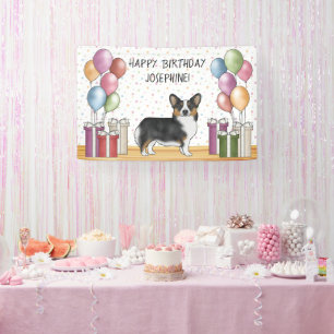 Schwarzer Tricolor Pembroke Welsh Corgi Alles Gute Banner