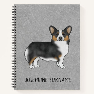 Schwarzer Tricolor Pembroke Welsh Corgi Cartoon Hu Notizbuch