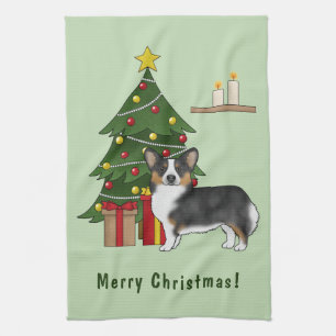 Schwarzer Tricolor Pembroke Welsh Corgi Weihnachts Geschirrtuch