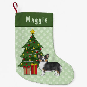 Schwarzer Tricolor Pembroke Welsh Corgi Weihnachts Kleiner Weihnachtsstrumpf