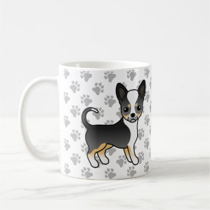 Schwarzer Tricolor-Weichcoat Chihuahua Hund und Pa Kaffeetasse