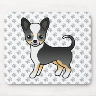 Schwarzer Tricolor-Weichcoat Chihuahua Hund und Pa Mousepad