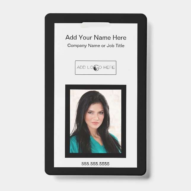 Schwarzer Trimm mit Logo-Identifizierungszeichen Ausweis (Vorderseite)