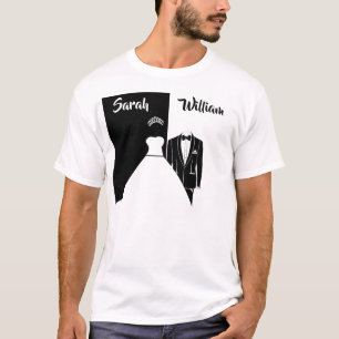 Schwarzer Tulxedo-weiße Hochzeitskleid T - Shirt