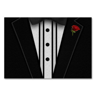 Schwarzer Tuxedo mit Bogen-Krawatte Tischnummer
