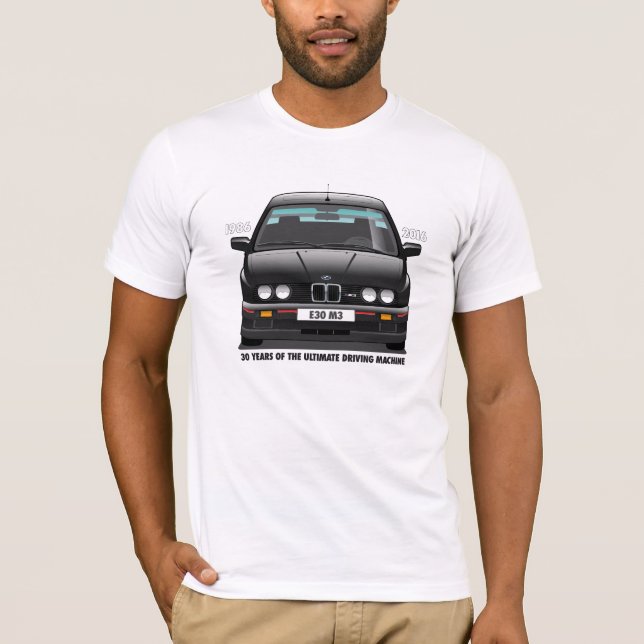 Schwarzer Typ BMWs E30 M3 30. T-Shirt (Vorderseite)