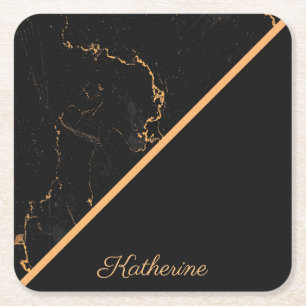 Schwarzer u. goldener Marmor Rechteckiger Pappuntersetzer