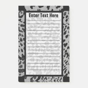 "Schwarzer u. grauer Leopard" 4x6 GEZEICHNET Post-it Klebezettel