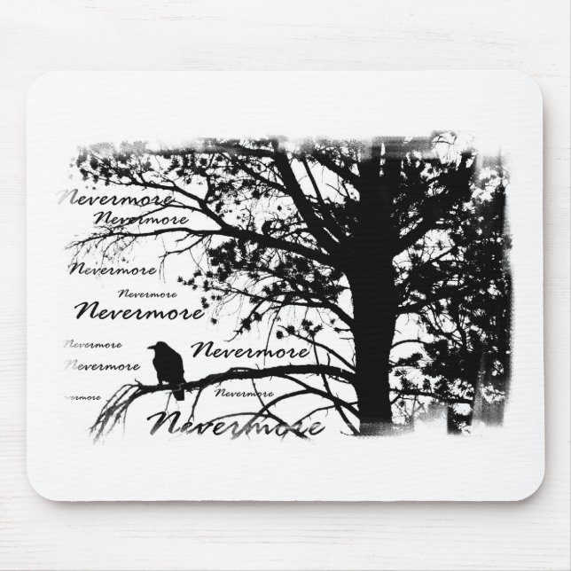 Schwarzer u. Weiß-Nevermore Silhouette-Rabe Mousepad (Vorne)