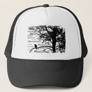 Schwarzer u. Weiß-Nevermore Silhouette-Rabe Truckerkappe